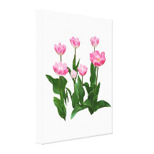 Circle of Pink Tulips Stretched Canvas Print