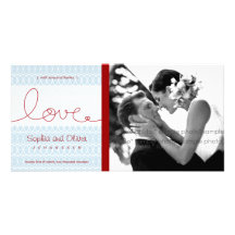 Circles + Love Aqua Wedding Thank You Photo Card