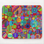 Circles Red background with Unique Patterns Mouse Pads