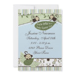 Circles, Stripes, Leaves and Monkeys Baby Shower Custom Invitations