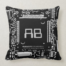Circuit B & W 2 monogram throw pillow square