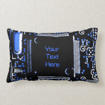 Circuit Blue 2 'Your Text' throw pillow lumbar