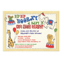 Circus Animal Baby Shower Invitation - Yellow