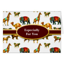 Circus Animal Fun Monogram Greeting Card