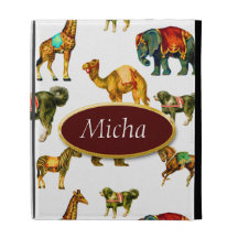 Circus Animal Fun Monogram iPad Folio Cover