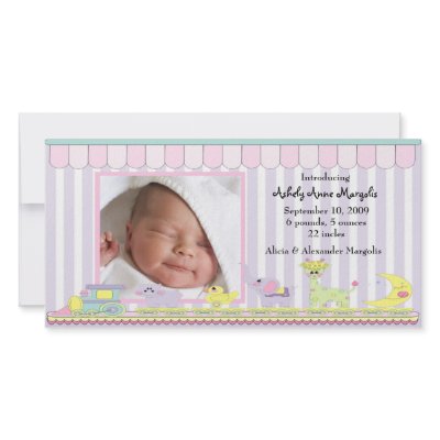 Circus Baby Train PHOTO Birth Announcement Photo Card Template by celebrateitinvites