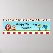 Circus Birthday Party Banner 40x12 Print