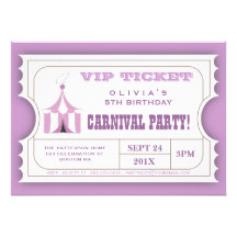 Circus Carnival Birthday Party Ticket Invitation