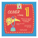 Circus Carnival Clown First (1st) Birthday Party Custom Invitations