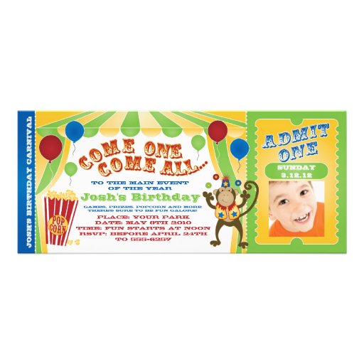 CIRCUS CARNIVAL TICKET INVITES