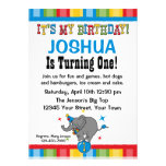 Circus Elephant 1st Birthday Custom Invitations