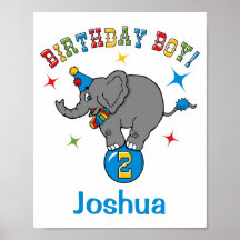 Circus Elephant 2nd Birthday Posters