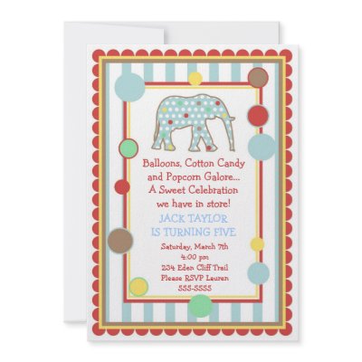 Circus Elephant Birthday Invitation by LittlebeaneBoutique