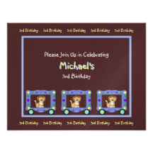 Circus Lion on Brown Birthday Invitation