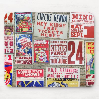 Circus Posters Mouse Mat by ZowHaus
