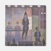 Circus Sideshow by Seurat, Vintage Pointillism Art Fridge Magnet