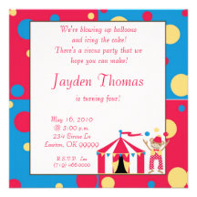 circusparty, We're blowing up balloons ... Personalized Invitation