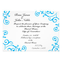 Cirrus Ivory (Cyan) Wedding Invitation