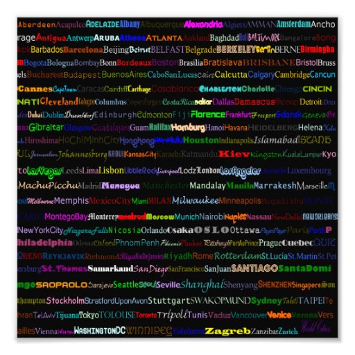 Cities Of The World Text Design I Photo Print
