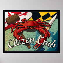 Citizen Crab with mallet and knife Poster
