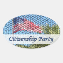 Citizenship Party  USA Flag Mosaic Oval Sticker