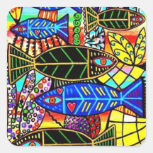 Citrine Coral Fish Sticker