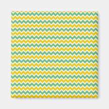 Citrus and Lime Chevron Yellow Green Zigzags Fridge Magnet
