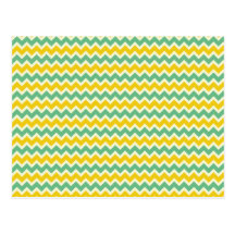 Citrus and Lime Chevron Yellow Green Zigzags Post Card