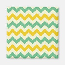 Citrus and Lime Chevron Zigzags Yellow Green Fridge Magnet