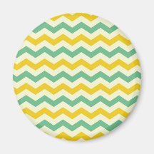 Citrus and Lime Chevron Zigzags Yellow Green Magnets