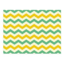 Citrus and Lime Chevron Zigzags Yellow Green Postcards