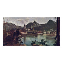 City And Lake Como, Italian: La Città E Il Lago Di Photo Card Template