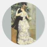 City Dance by Renoir, Vintage Impressionism Art Round Stickers