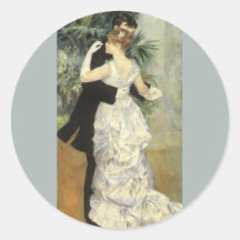 City Dance by Renoir, Vintage Impressionism Art Round Stickers