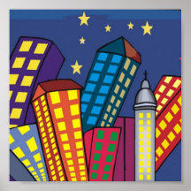 City Life Abstract Poster up to 11x11