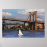 City - NY - Sailing under the Brooklyn Bridge Print
