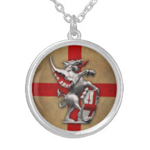 City of London Dragon Round Silver Necklace
