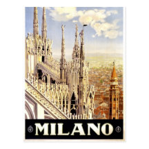City of Milan Italian Travel Poster 1920 Postcards