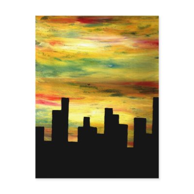 city silhouette postcard by rippleart
