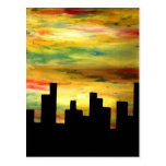 city silhouette postcard