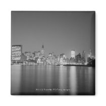 City skyline at night magnets