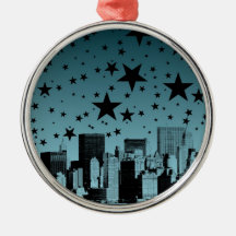City Skyline Night Christmas Ornament