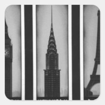 citys of dream: london, paris and ny adesivos quadrados