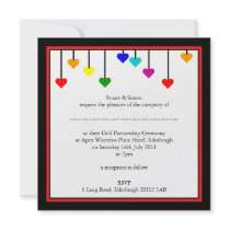 Civil Partnership Rainbow Heart Wedding Invitation