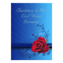 Civil Union invitation with a red rose of love