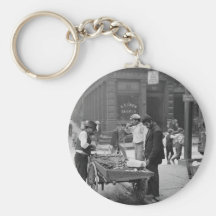 Clam Seller on Mulberry Street, 1900 Keychain