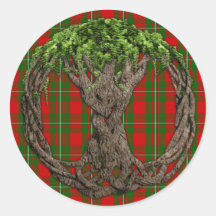 Clan MacGregor Tartan And Celtic Tree Of Life Round Stickers