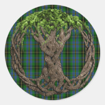 Clan MacInnes Tartan And Celtic Tree Of Life Round Stickers