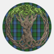 Clan MacKay Tartan And Celtic Tree Of Life Round Stickers