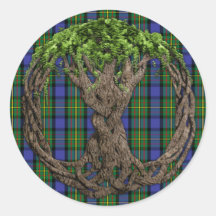 Clan MacLaren Tartan And Celtic Tree Of Life Round Stickers